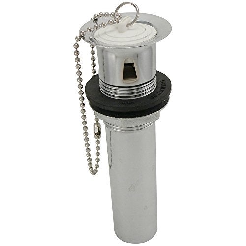 Plumb Pak Plumb Pak PP20219 1-Piece Po Plug Drain with Chain and Stopper, 5 X 1-1/4 in, 22 Ga, Chrome Plated, Brass - Image 1