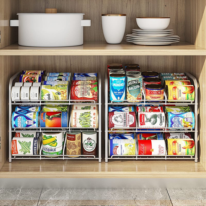 AIYAKA Can Rack Organizer, 3 Tier Stackable Can Storage Dispenser,for Food Storage, Kitchen Cabinets or Pantry, Storage for 36 Cans, Silver - Image 4