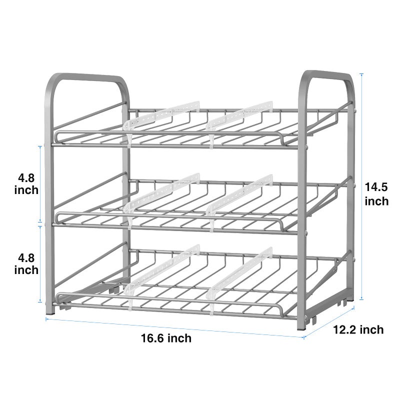 AIYAKA Can Rack Organizer, 3 Tier Stackable Can Storage Dispenser,for Food Storage, Kitchen Cabinets or Pantry, Storage for 36 Cans, Silver - Image 2