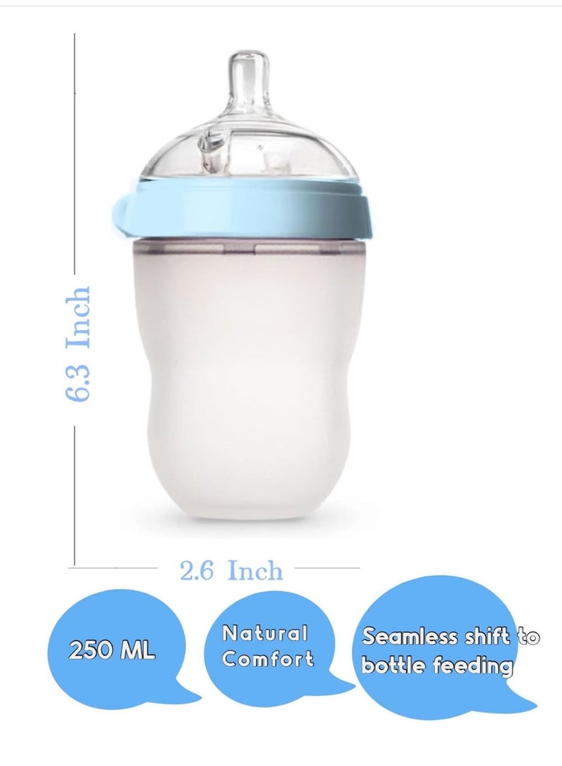 Baby Feeding Milk Bottle, Infant, Newborn Baby, Extra Soft, Easy To Squeeze, 8Oz 250 ML, Natural Comfort, Anti-Colic, Gravity Ball (Blue) - Image 2
