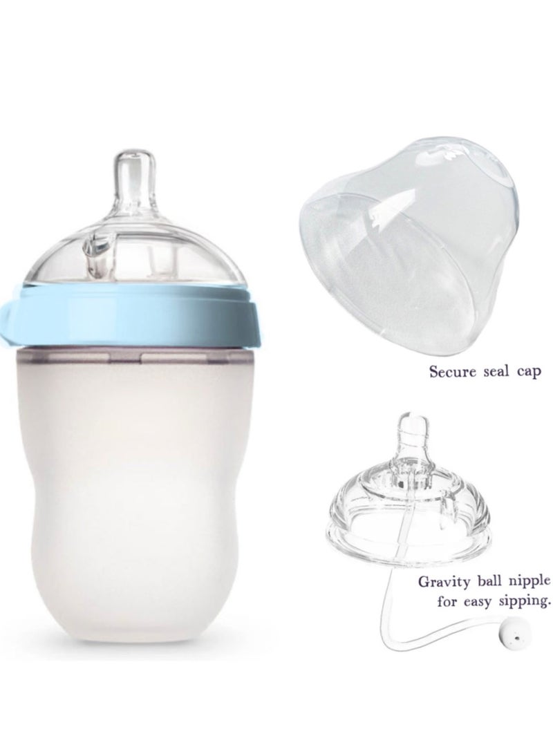 Baby Feeding Milk Bottle, Infant, Newborn Baby, Extra Soft, Easy To Squeeze, 8Oz 250 ML, Natural Comfort, Anti-Colic, Gravity Ball (Blue) - Image 3