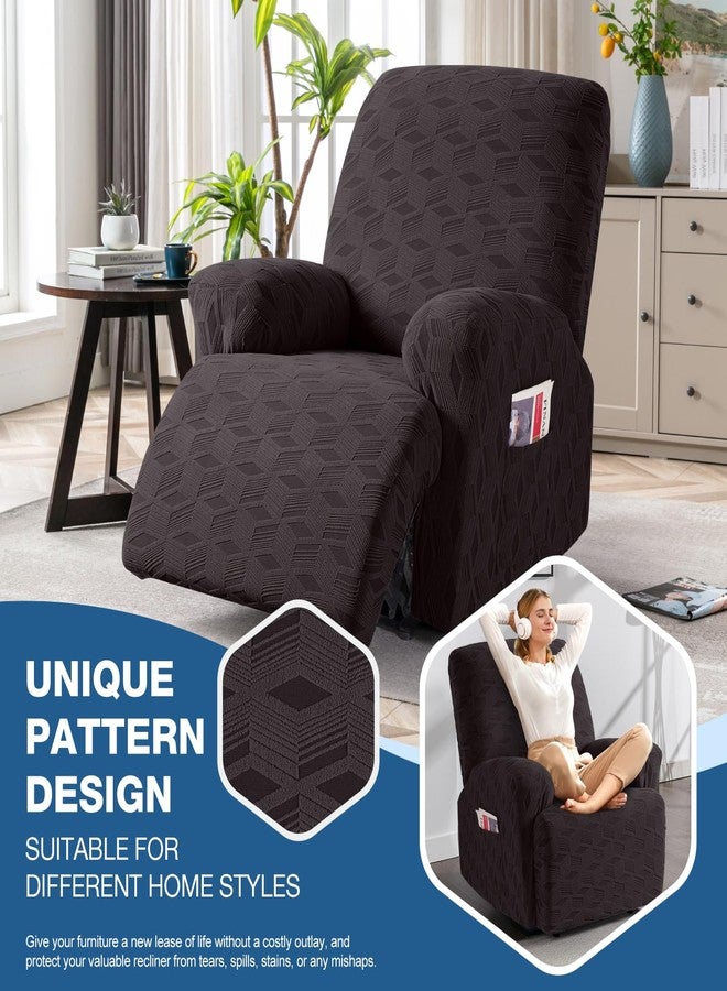 TAOCOCO Oversized Recliner Cover Stretch Recliner Chair Covers, Jacquard Reclining Chair Cover, Furniture Protector Sofa Slipcovers Couch Covers with Elastic Bottom for Kids, Pets (Chocolate) - Image 3
