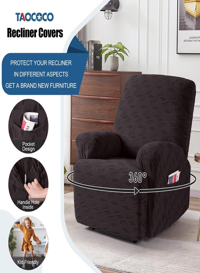 TAOCOCO Oversized Recliner Cover Stretch Recliner Chair Covers, Jacquard Reclining Chair Cover, Furniture Protector Sofa Slipcovers Couch Covers with Elastic Bottom for Kids, Pets (Chocolate) - Image 4