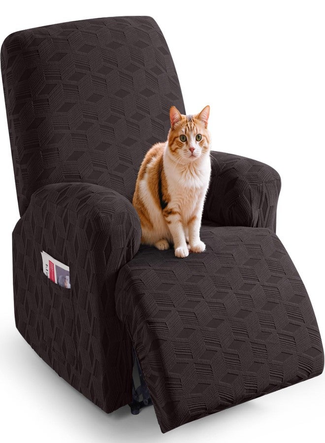 TAOCOCO Oversized Recliner Cover Stretch Recliner Chair Covers, Jacquard Reclining Chair Cover, Furniture Protector Sofa Slipcovers Couch Covers with Elastic Bottom for Kids, Pets (Chocolate) - Image 1