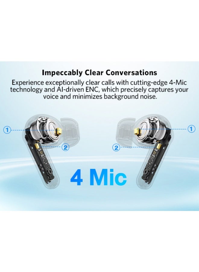 إيرفن سماعات EarFun Air Life لاسلكية بدرايفر 12 مم، بلوتوث 5.4، 4 ميكروفونات AI ENC لمكالمات واضحة، تشغيل حتى 35 ساعة، شحن سريع، تطبيق EQ مخصص - Image 4