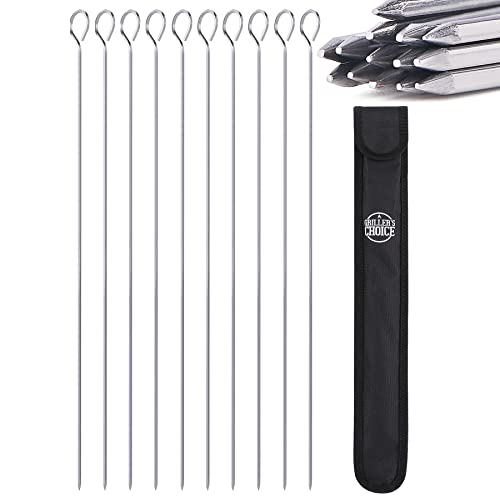 Grillers Choice Kabob Skewers, Set of 14, 15" Shish Kabob Skewers for Grilling. Made With Type 440 Stainless Steel, The highest Grade of Stainless Steel. Strong metal skewers. - Image 1