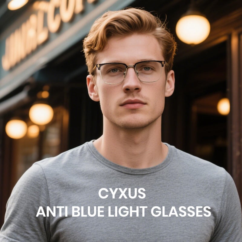 Cyxus Retro Blue Light Glasses Men - Square TR90 Metal Blowline Frame Stylish Trendy for Computer Daily Work 8252 - Image 3