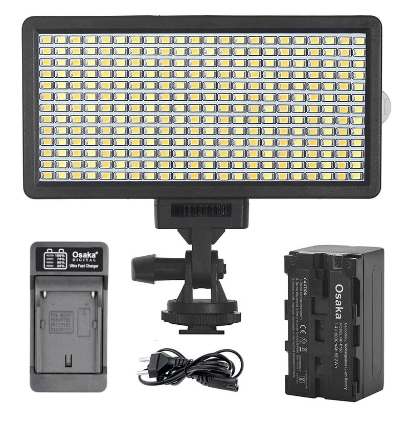Osaka Bi-Color Dimmable LED Video Light OS-LED-308 Pocket LED Slim for All DSLR Video Cameras YouTube Video tiktok Photography Shooting with F750 Battery 8000 mAh and Fast Charger - Image 1
