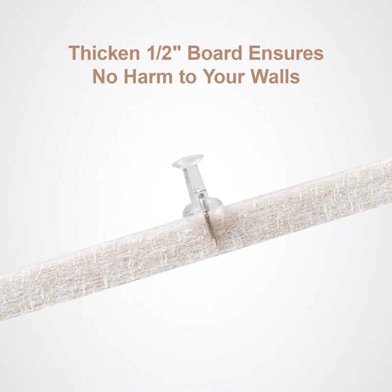 Lightomorrow Bulletin Board, 36 x 24 inches Felt Board Decorative Pin Board, 3' x 2' Cork Board Alternative for Wall, Foldable Photo Board with 20 Pushpins - Oatmeal Stripes - Image 3
