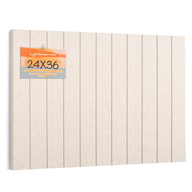 Lightomorrow Bulletin Board, 36 x 24 inches Felt Board Decorative Pin Board, 3' x 2' Cork Board Alternative for Wall, Foldable Photo Board with 20 Pushpins - Oatmeal Stripes - Image 1