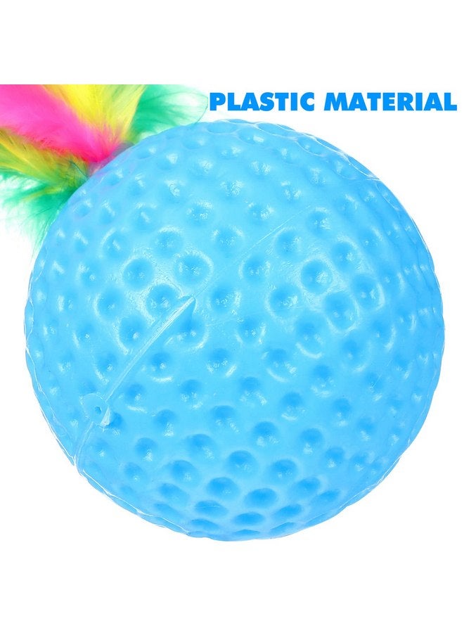 balacoo Cat Feather Ball Toys Interactive Golf Balls Assorted Kitten Squeaky Chasing Toy Pack of 24 (Random Color) - Image 1