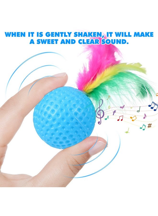 balacoo Cat Feather Ball Toys Interactive Golf Balls Assorted Kitten Squeaky Chasing Toy Pack of 24 (Random Color) - Image 3