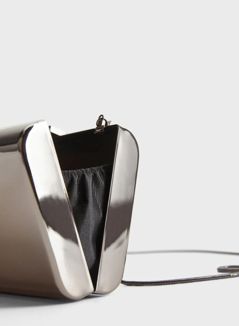 MANGO Six Metallic Box Clutch