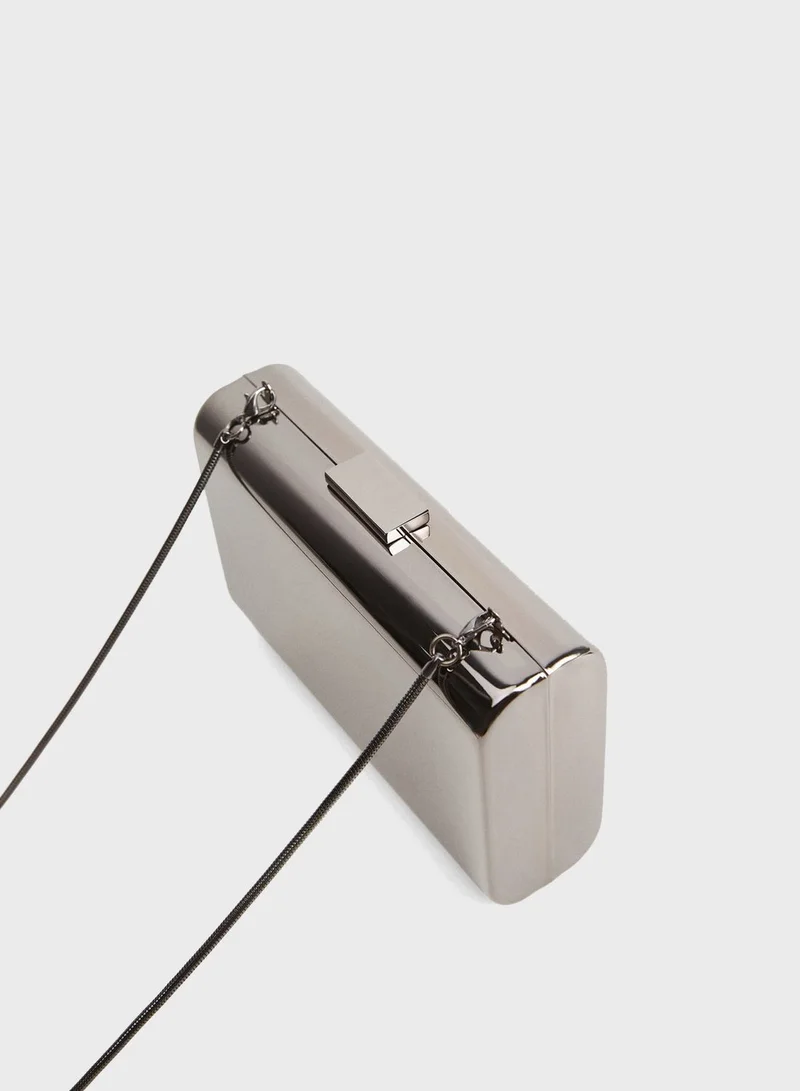 MANGO Six Metallic Box Clutch