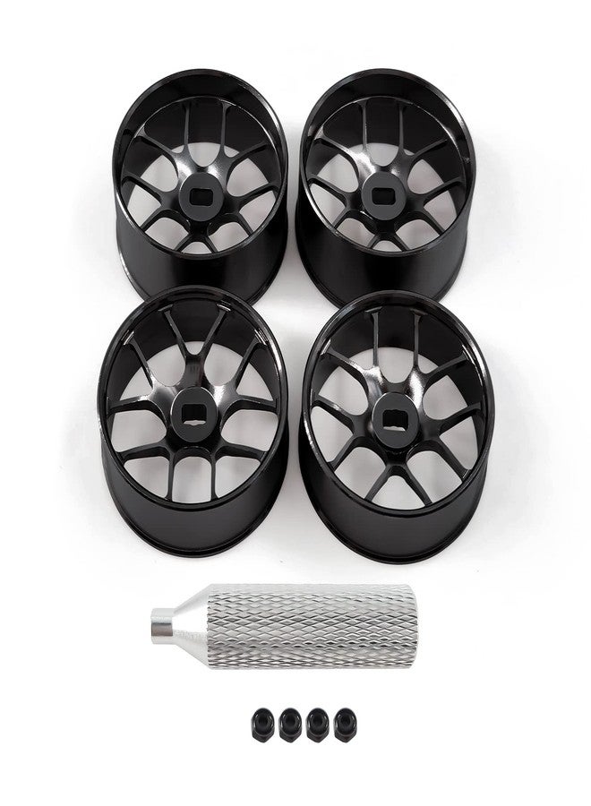 Abendor 4Pcs Metal 1/24 1/28 RC Car Drift Wheels, [2N+2W] 22mm 1/28 RC Car Drift Hubs for Mini-Z BBS Mini-Q HGD1 Mini-D DRZ Wltoys K969 K989 Rc Car Upgrade Parts (2.5 Degree, Black) - Image 1