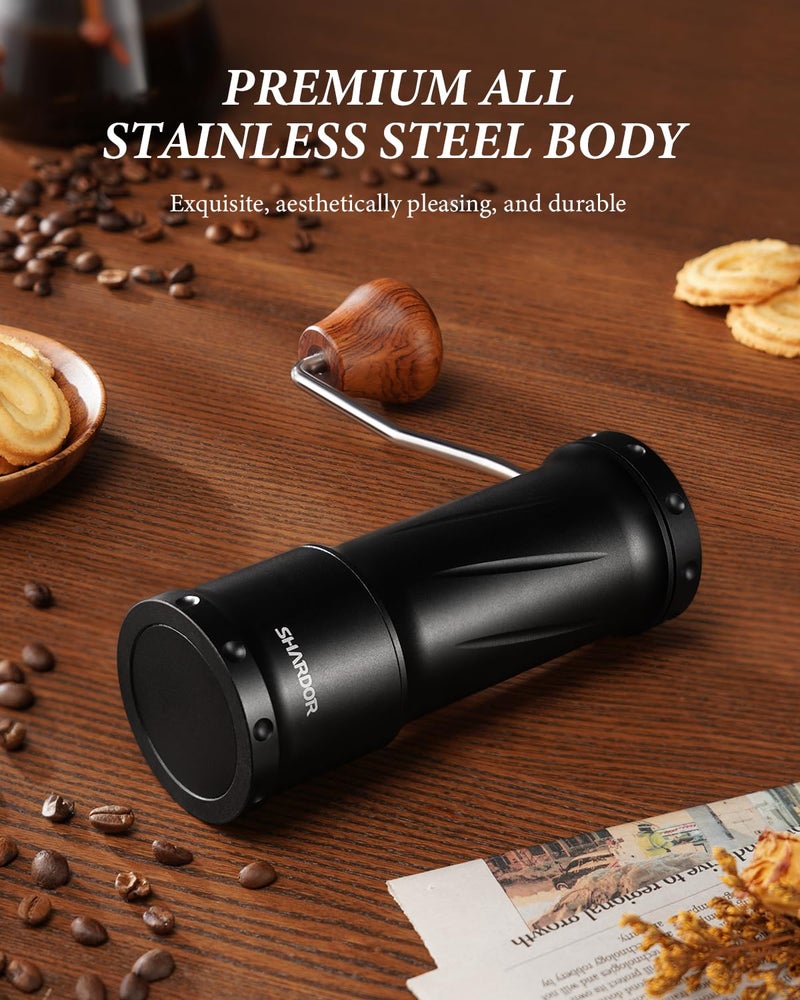 SHARDOR Professional Manual Coffee Bean Grinder with 420 High-Strength Stainless Steel Conical Burr, Hand Coffee Grinder with Ultra-granular Adjustment, Enhanced Stability with Wider 1.06oz Chamber - Image 5