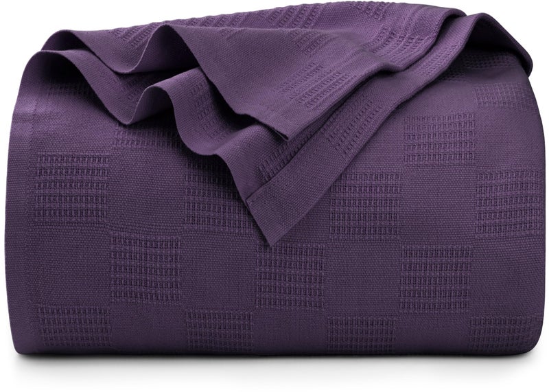 Utopia Bedding Plum 100 Cotton Blanket Queen Size  90x90 Inch 350GSM Lightweight Soft and Breathable Thermal Blanket for All Seasons