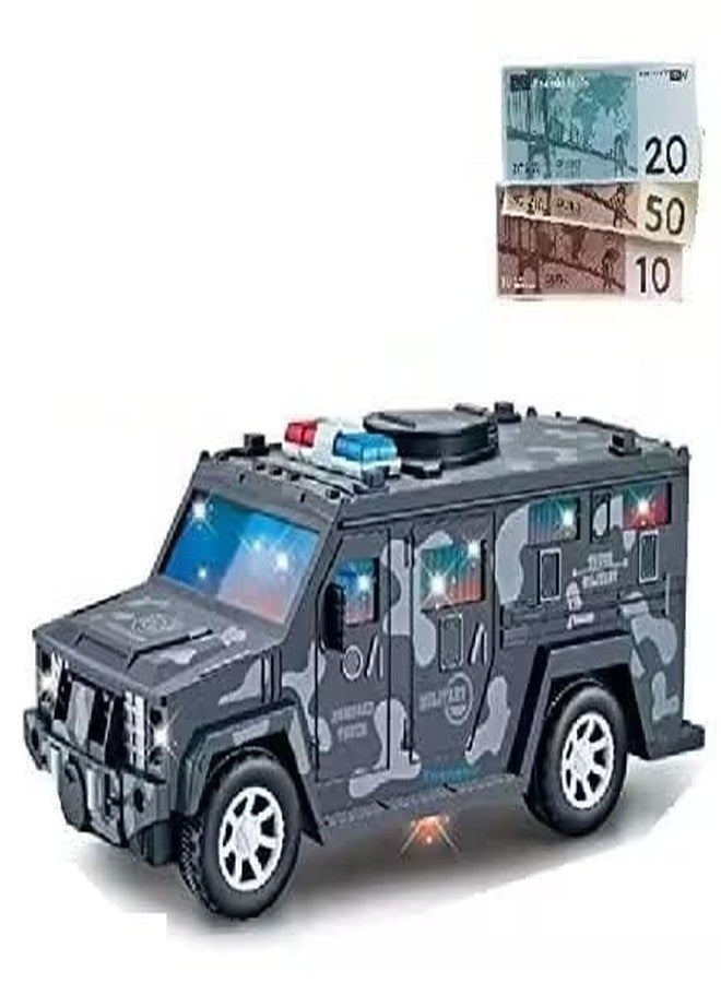 JBM ENTERPRISE Military Camouflage Army Truck Money Bank Toy for Kids - Vehicle with Light & Sound, Durable Plastic Action Toy Truck, Adventure Playset Gift for Boys & Girls, Safe & Non-Toxic - Image 1