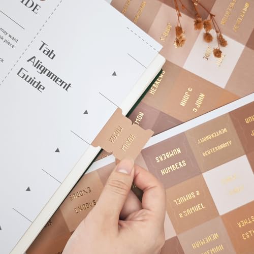 Uzriyl Laminated Bible Tabs, Bible Study Supplies, Large Print Bible Book Tabs for Women and Men, (Gold Foil Embossed Lettering) Bible Labels Index Tabs, Bible Accessories for Easy Navigation (Amber Brown) - Image 3