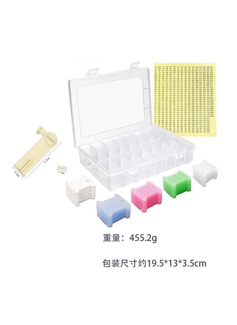 Manual Yarn Winding Machine for Cross Stitch 24-grid box + manual winding machine +5-color winding board (60 per color) +1 yellow digital sticker