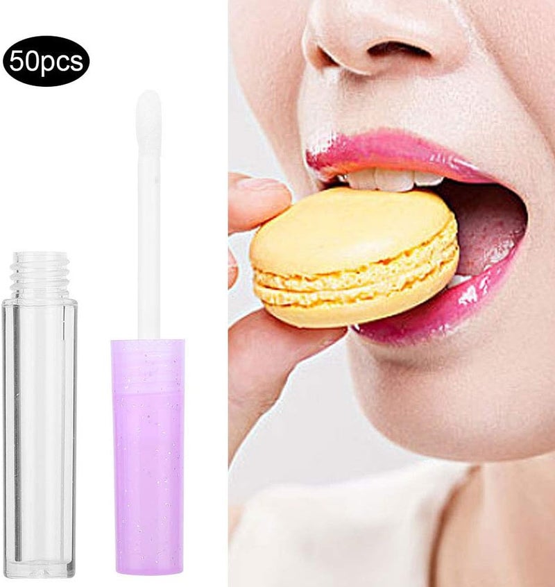 50pcs 1.3ml Mini Lip Gloss Tubes, Empty Lip Gloss Containers with Purple Caps, Reusable Plastic Bottles for DIY Lip Gloss, Lip Oil or Tinted Liquid, Compact Refillable Vials for - Image 3