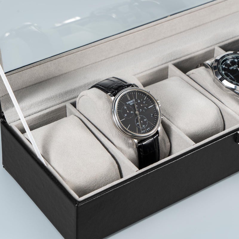 ProCase Watch Box for Men, 6 Slot Mens Watch Case, Watch Storage Watch Holder Organizer for Men, Watch Display Case With Glass Lid -6 Slot, Black - Image 4