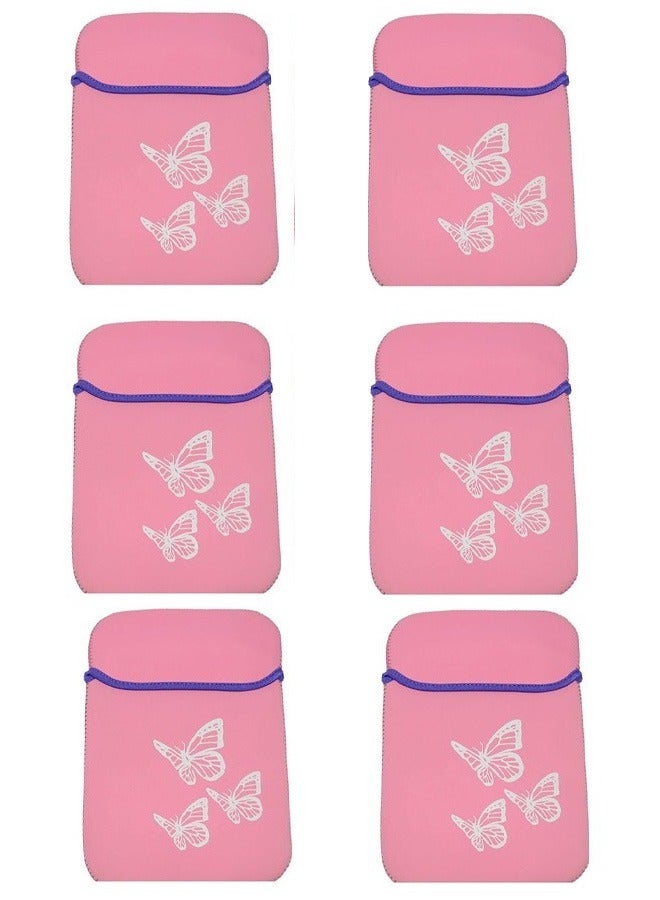 تايمي مجموعه من 6 حقيبة اللابتوب والتابلت المبطنة  بتصميم فراشات  10 بوصة بوجهين لون  الوردى - Image 1