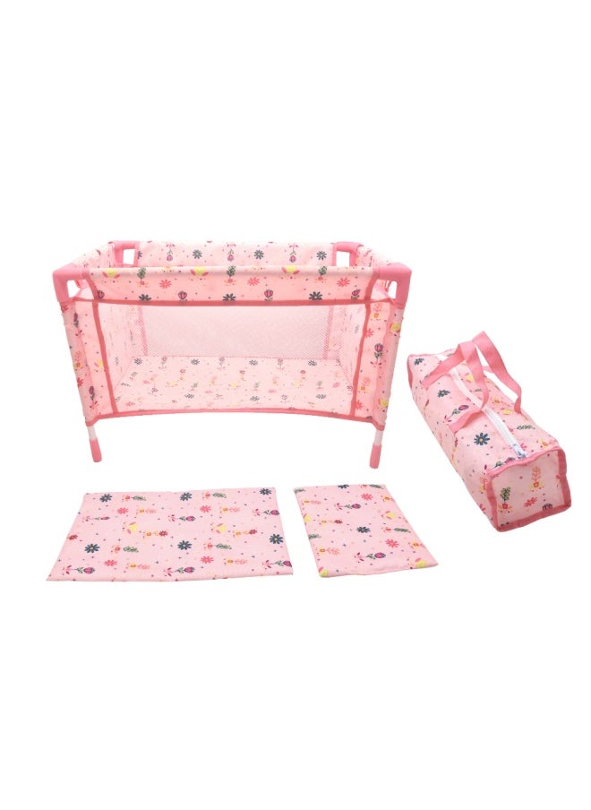 dolls world - Large Travel Cot With Quilt Pillo With & Travel Bag For Dolls Up To 18 inch from Peterkin gift for kids of Age above 3 years - Image 1