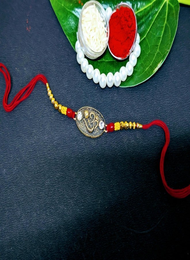 Vsaksh 6Pcs, Glorious Om Rakhi in Gold-Plated Finish | Designer Rakshabandhan Thread for Brother | Traditional Festival Rakhi Gift (6) - Image 4