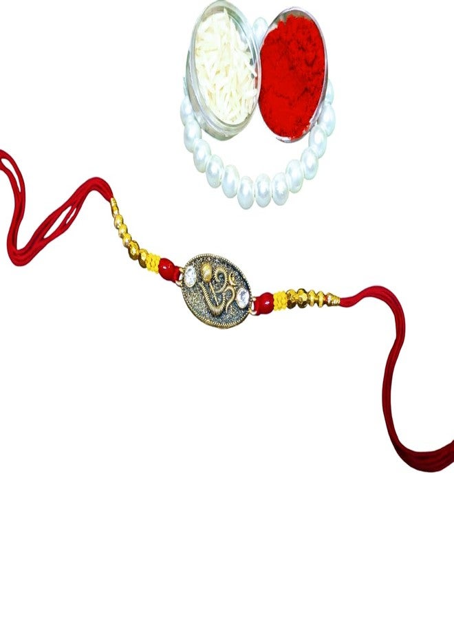 Vsaksh 6Pcs, Glorious Om Rakhi in Gold-Plated Finish | Designer Rakshabandhan Thread for Brother | Traditional Festival Rakhi Gift (6) - Image 1