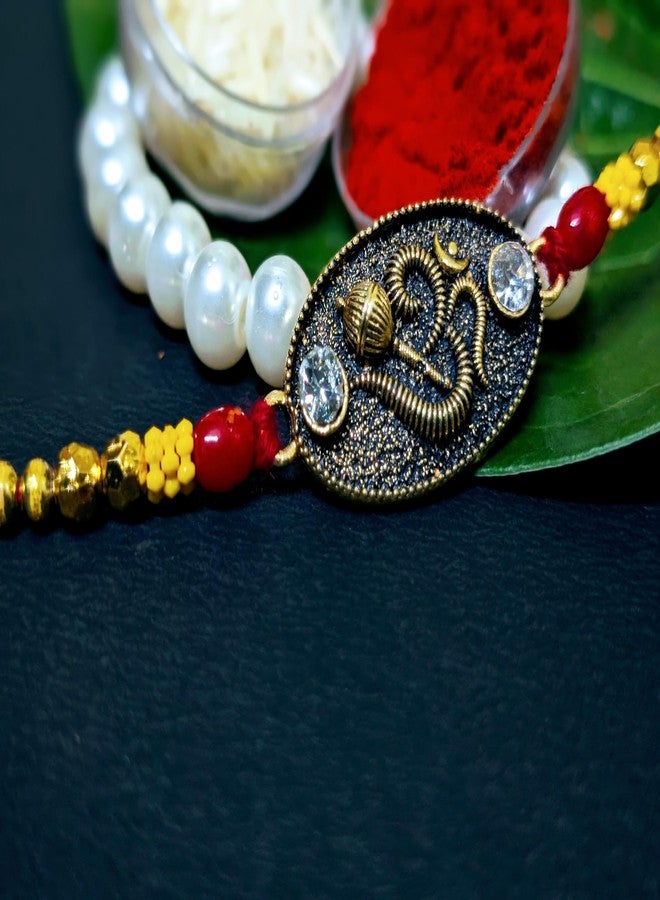 Vsaksh 6Pcs, Glorious Om Rakhi in Gold-Plated Finish | Designer Rakshabandhan Thread for Brother | Traditional Festival Rakhi Gift (6) - Image 2