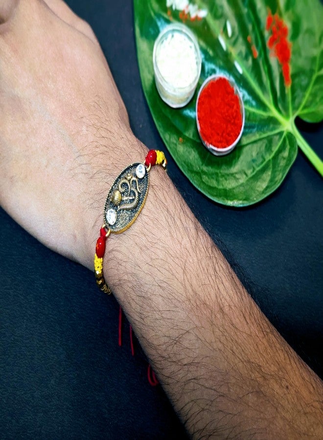 Vsaksh 6Pcs, Glorious Om Rakhi in Gold-Plated Finish | Designer Rakshabandhan Thread for Brother | Traditional Festival Rakhi Gift (6) - Image 5