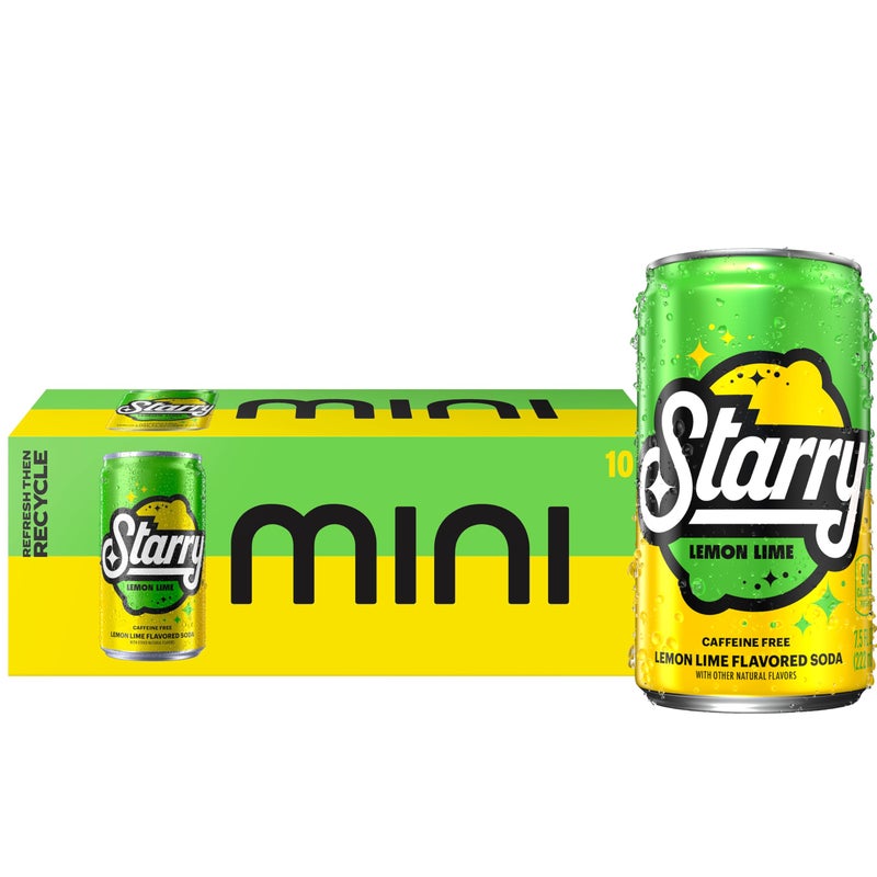 Starry Lemon Lime Soda, Caffeine Free, Mini Cans, 7.5 Fl oz (Pack of 10) - Image 2