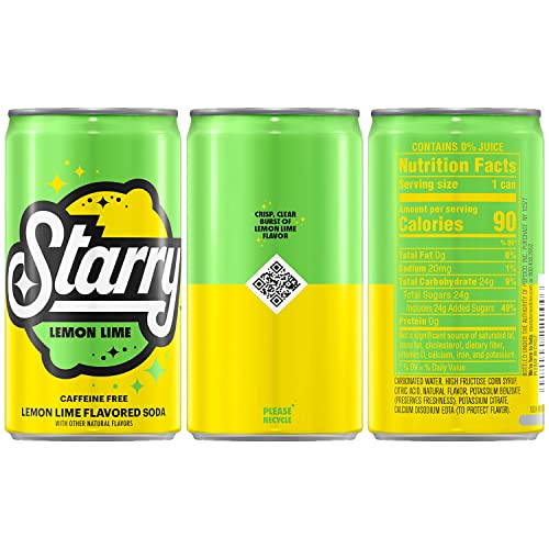 Starry Lemon Lime Soda, Caffeine Free, Mini Cans, 7.5 Fl oz (Pack of 10) - Image 3