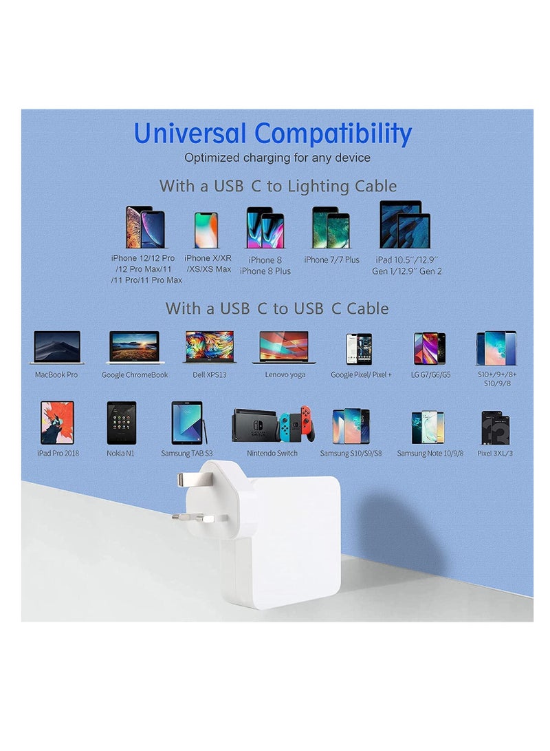 USB Type C Wall Plug Power Adaptor PD Charger Replacement 96W with 200cm Cable for 2016 MacBook Pro 15 inch 13 inch and Type C Mobile and iPhone - Image 3