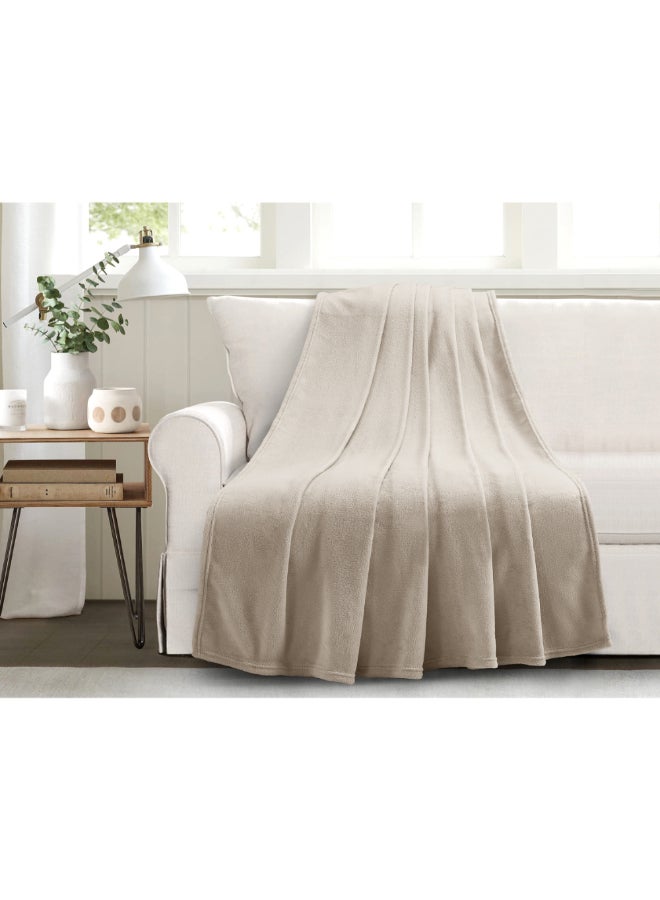 بطانية من صوف المرجان ناعمة ومريحة اللون البيج 160 × 190 سم HT-BK-2501