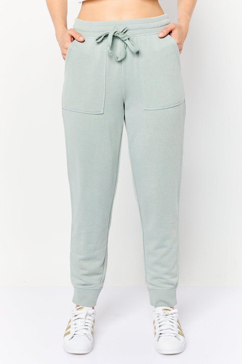 Aerie Women Regular Fit Textured Sweatpants, Sage - Image 1