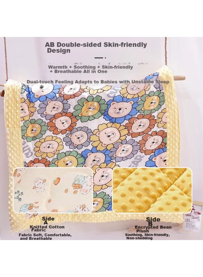 9i9 Baby Blanket, Infant Coverlet, Spring And Autumn, Plush Filling, Newborn Children's Bed Cover, Class A A104, Lion Pattern, 100cm - Image 1