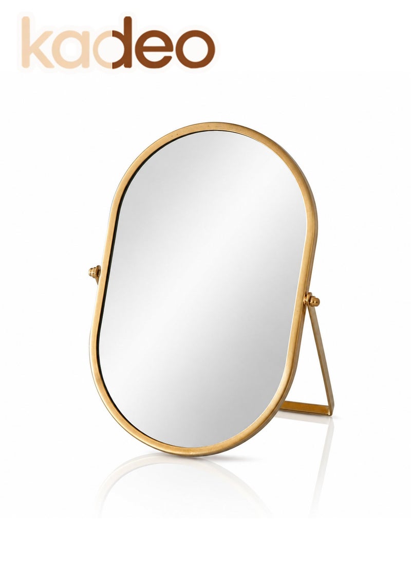 kadeo Modern Oval Tabletop Mirror with Sturdy Iron Frame, High-Definition Clear Glass, Adjustable Tilt Stand, Safe Explosion-Proof Backing, Vanity & Desk Cosmetic Mirror for Bedroom and Bathroom - Image 1