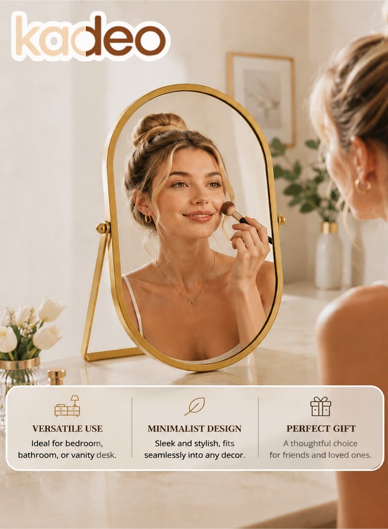 kadeo Modern Oval Tabletop Mirror with Sturdy Iron Frame, High-Definition Clear Glass, Adjustable Tilt Stand, Safe Explosion-Proof Backing, Vanity & Desk Cosmetic Mirror for Bedroom and Bathroom - Image 5