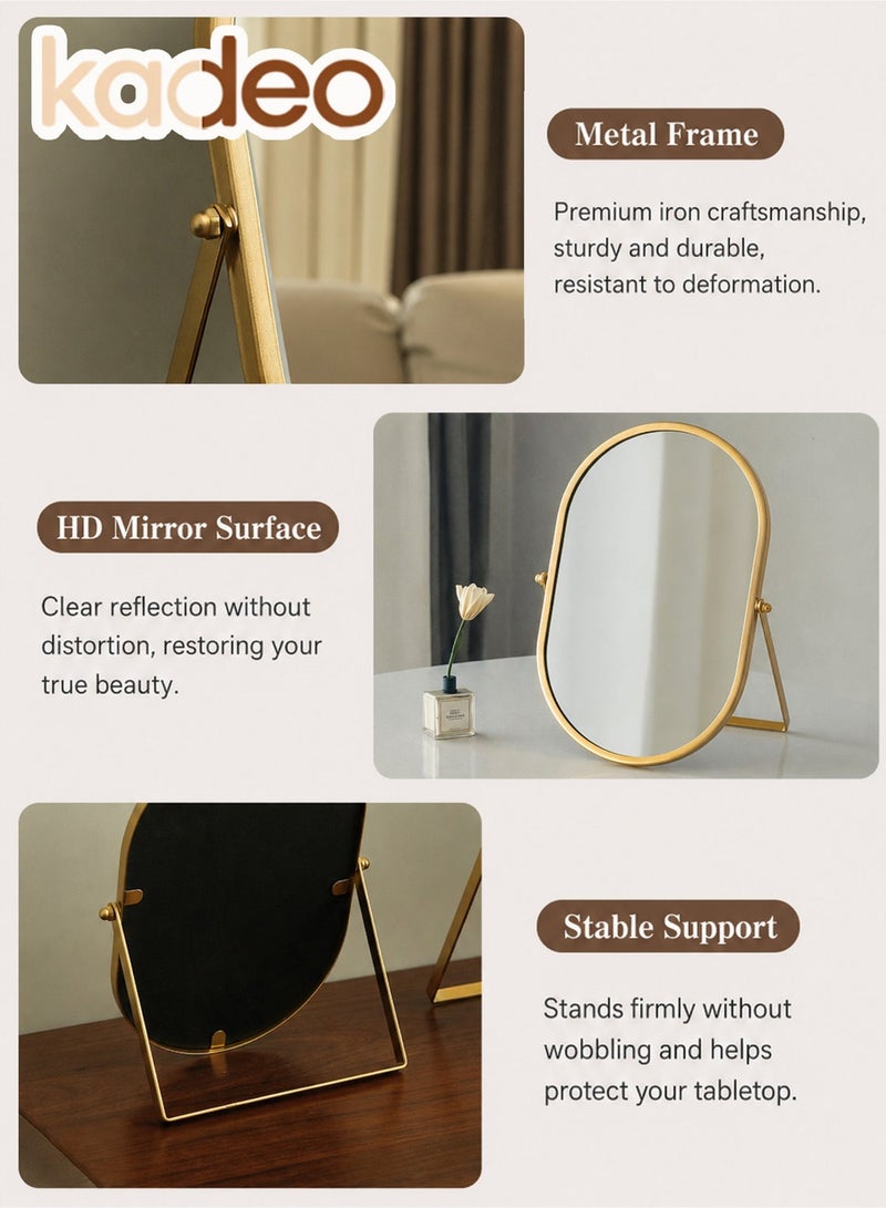kadeo Modern Oval Tabletop Mirror with Sturdy Iron Frame, High-Definition Clear Glass, Adjustable Tilt Stand, Safe Explosion-Proof Backing, Vanity & Desk Cosmetic Mirror for Bedroom and Bathroom - Image 2