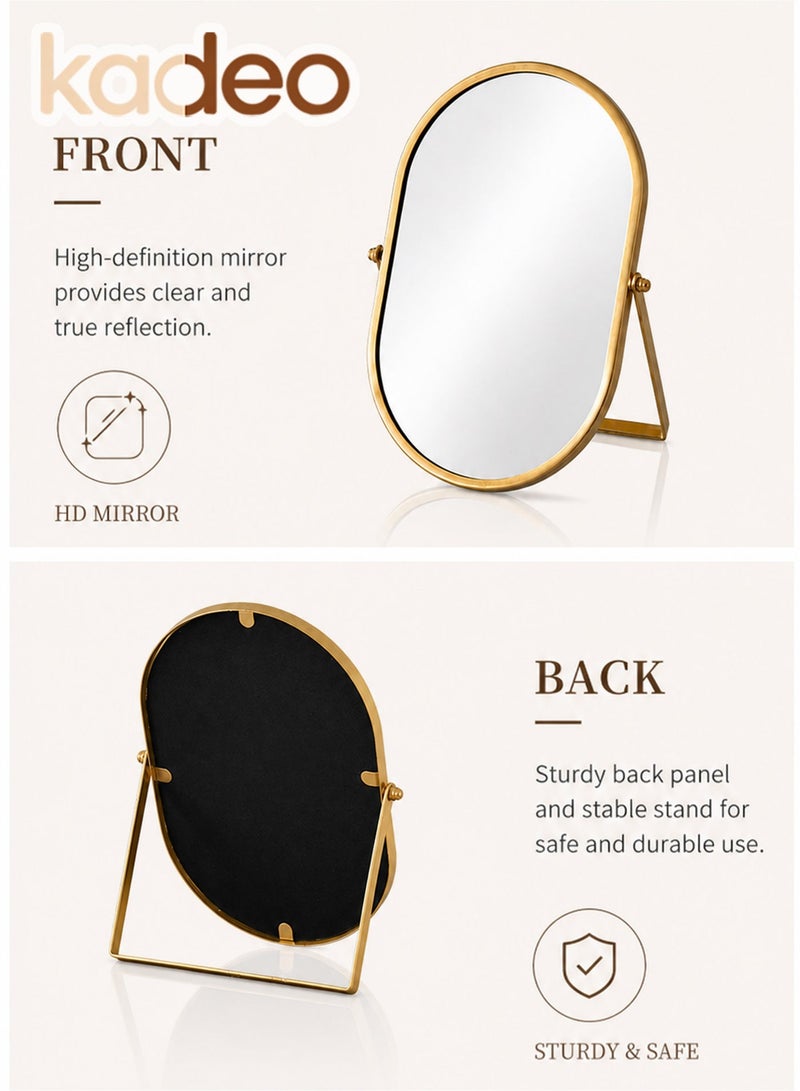 kadeo Modern Oval Tabletop Mirror with Sturdy Iron Frame, High-Definition Clear Glass, Adjustable Tilt Stand, Safe Explosion-Proof Backing, Vanity & Desk Cosmetic Mirror for Bedroom and Bathroom - Image 3