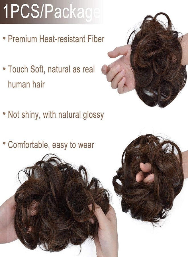 VIVIAN 1PCS Messy Bun Hair Piece Synthetic Hair Extension With Elastic Rubber Band Hair Juda for Women Brown, Pack of 1 - Image 3