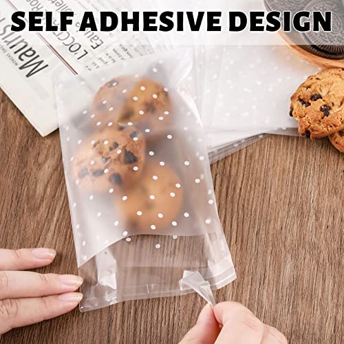 NPLUX 200PACK Self Sealing Cellophane Treat Bags Clear Cookie Bags for Gift Giving with Stickers(White Polka Dot, 4X4INCH) - Image 4