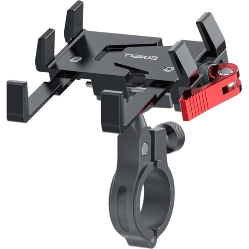 Tiakia Bike Phone Mount Holder, Aluminum Motorcycle Phone Mount, Handlebar Mounted Cell Phone Holder for Bike, 360° Rotation, Universal Bicycle Phone Mount for 4.5-7 Inch Phones - Image 1