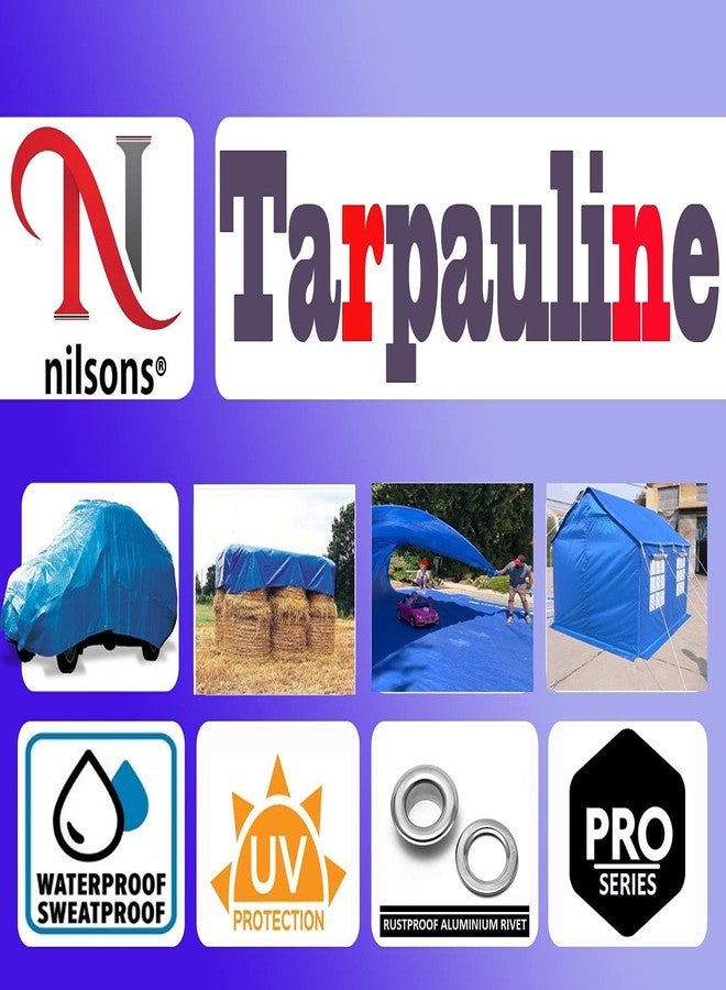 Nilsons 9 ftx 6 ft PRO Tarpaulin Sheets Waterproof Pure Virgin UV Treated 125 GSM Heavy Duty Blue Plastic Tirpal,Tadpatri - Image 2