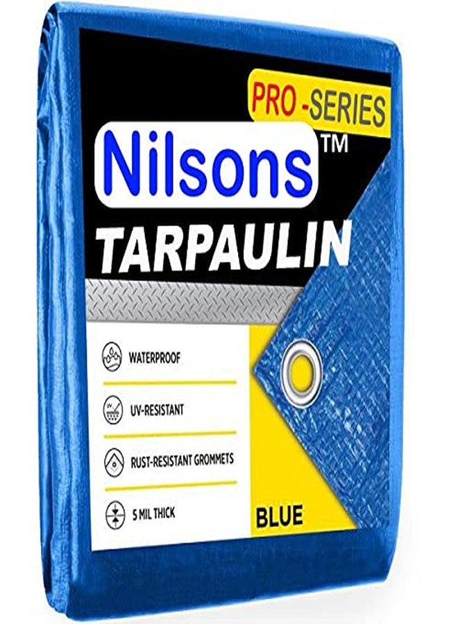 Nilsons 9 ftx 6 ft PRO Tarpaulin Sheets Waterproof Pure Virgin UV Treated 125 GSM Heavy Duty Blue Plastic Tirpal,Tadpatri - Image 1