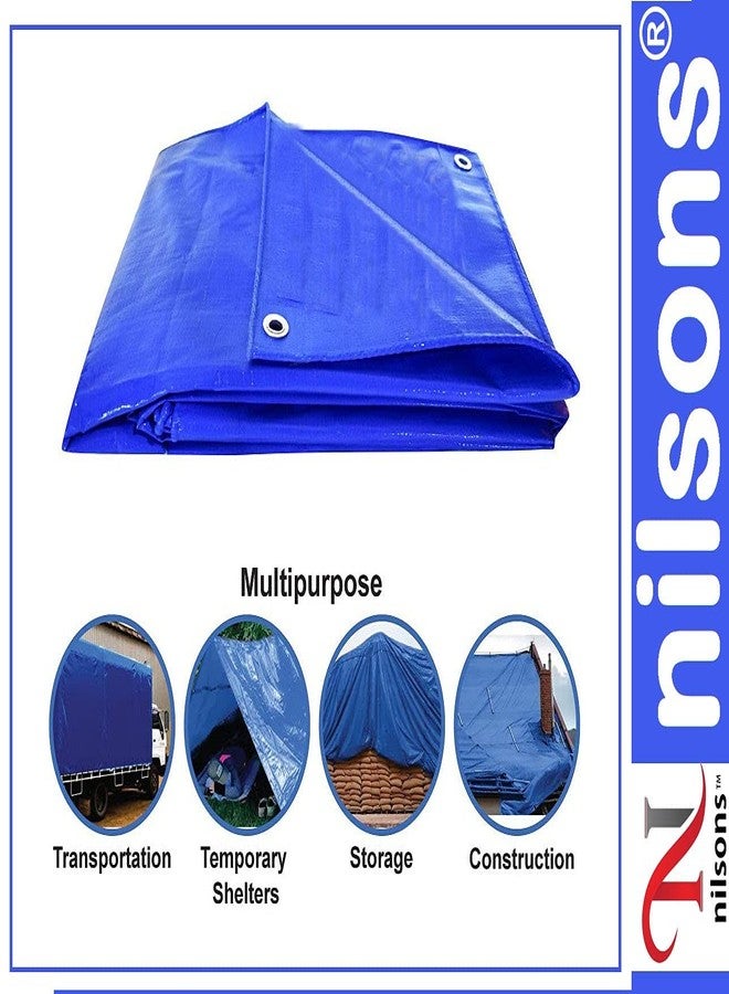 Nilsons 9 ftx 6 ft PRO Tarpaulin Sheets Waterproof Pure Virgin UV Treated 125 GSM Heavy Duty Blue Plastic Tirpal,Tadpatri - Image 5