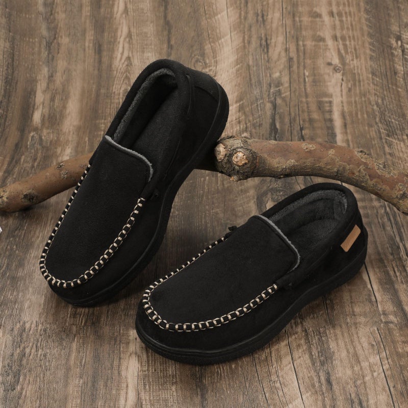 Zigzagger Men's Moccasin Slippers Memory Foam House Shoes, Indoor and Outdoor Warm Loafer Slippers, Vanta, 10.5 M US - Image 2