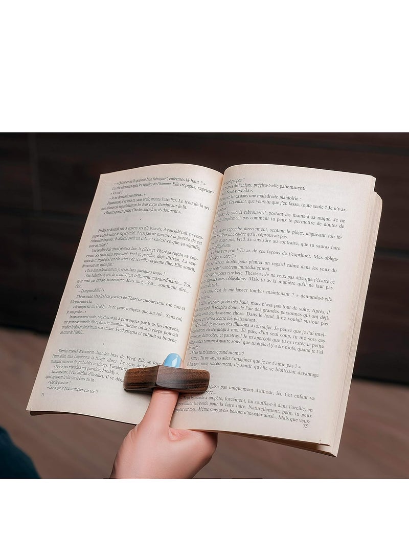 أوزيغالور حامل صفحات الكتاب صنع يدوي بالجوز، أداة الإبهام للقراء، متعلقات القراء للهدايا - Image 2